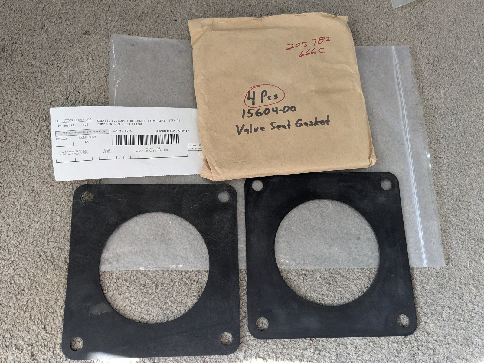 LOT OF 6 – Goulds ITT 15604-00 Valve Seat Gasket 39 for 305E Reciprocating Pump
