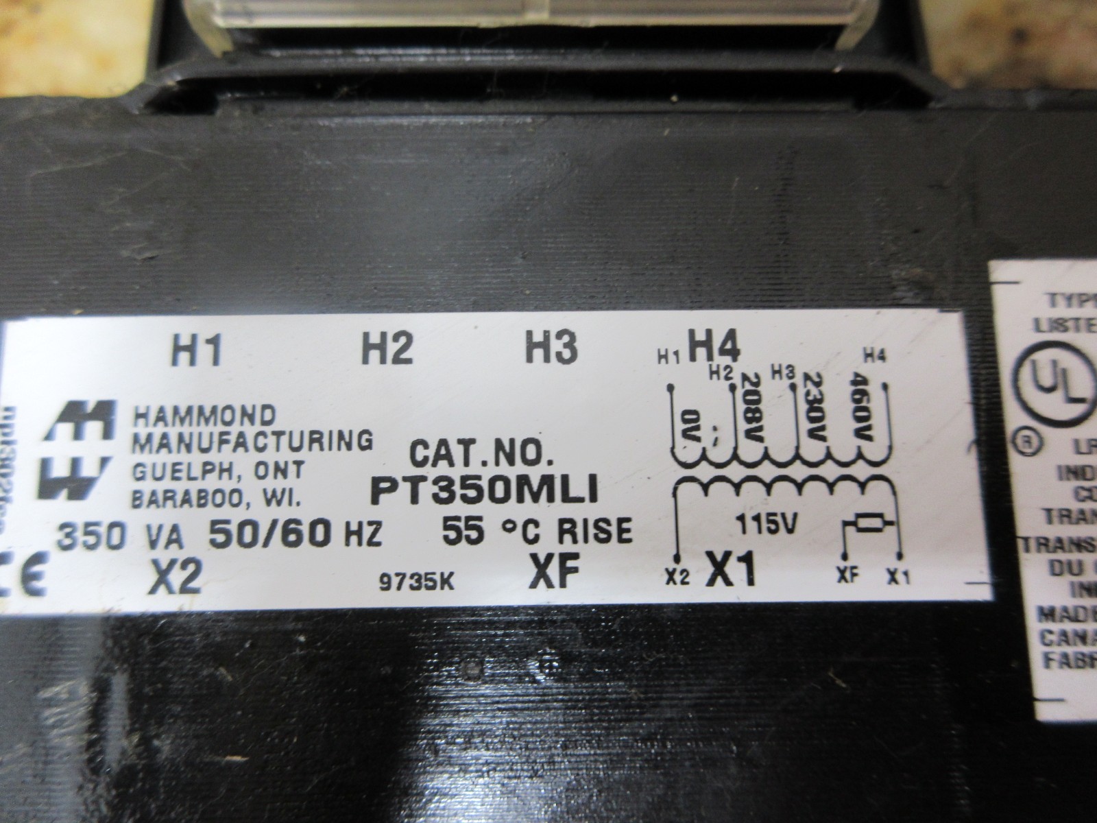 1998 HARDINGE COBRA LC-65 HAMMOND PT350MLI MACHINE TRANSFORMER EACH 1