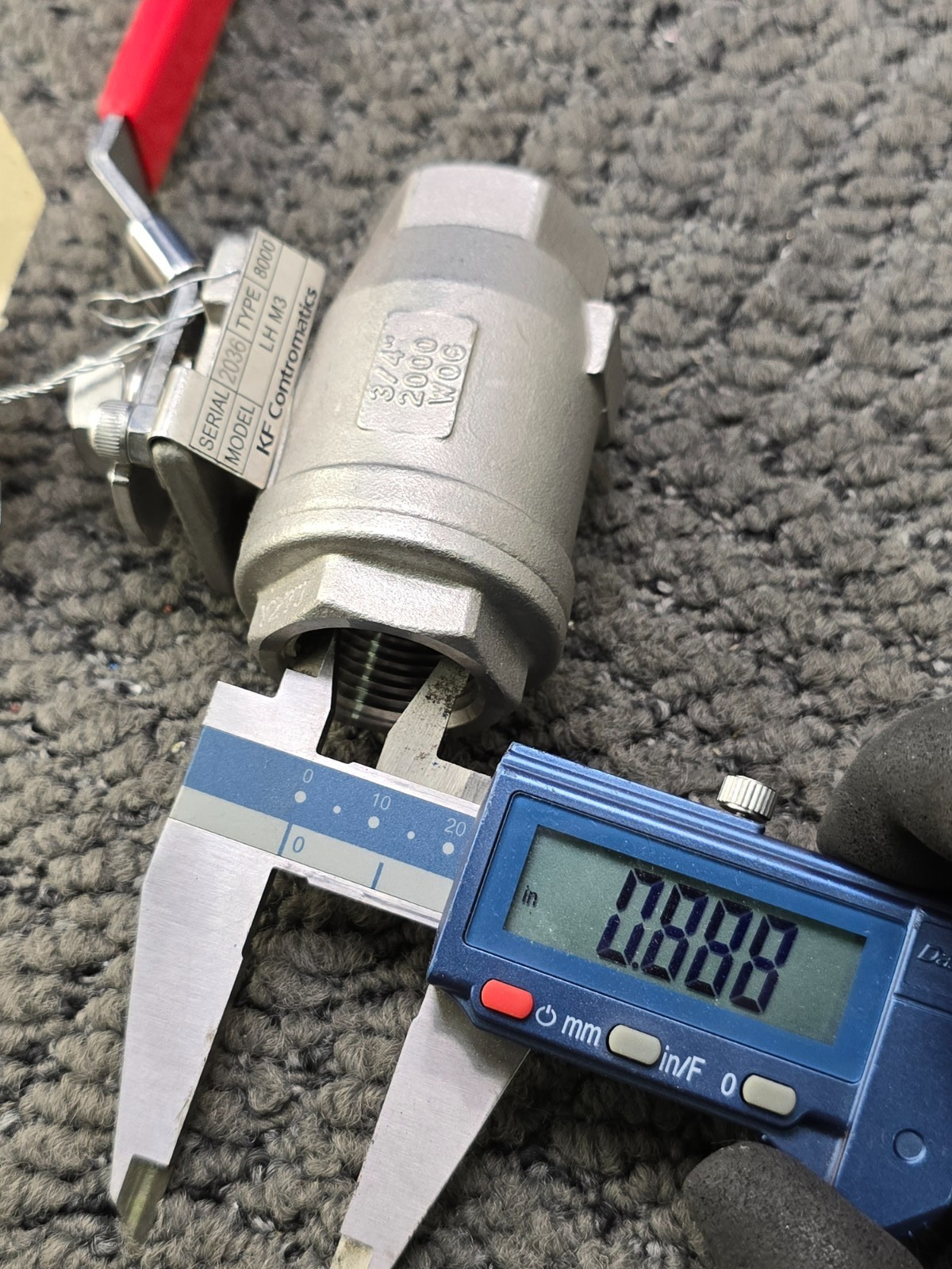 KF Contromatics LH M3 3/4″ Stainless Steel Ball Valve w/ Locking Handle 2000 WOG