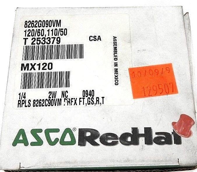 NIB ASCO 8262G090VM SOLENOID VALVE 120/60 – 110/50, 1/4 PIPE, MP-C-080