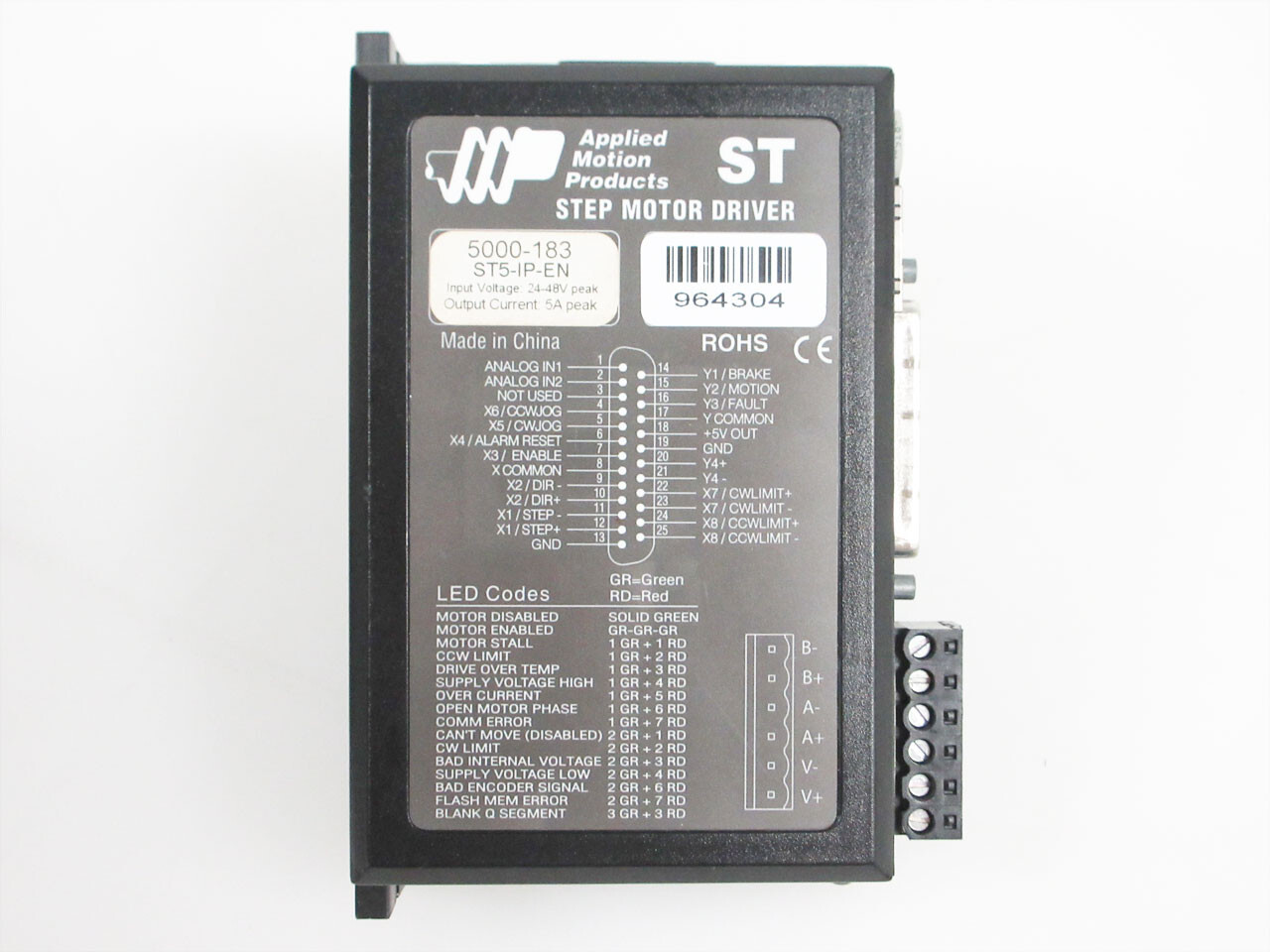 APPLIED MOTION ST5-IP-EN DIN RAIL STEP MOTOR DRIVER 5000-183 DRIVES DRIVE