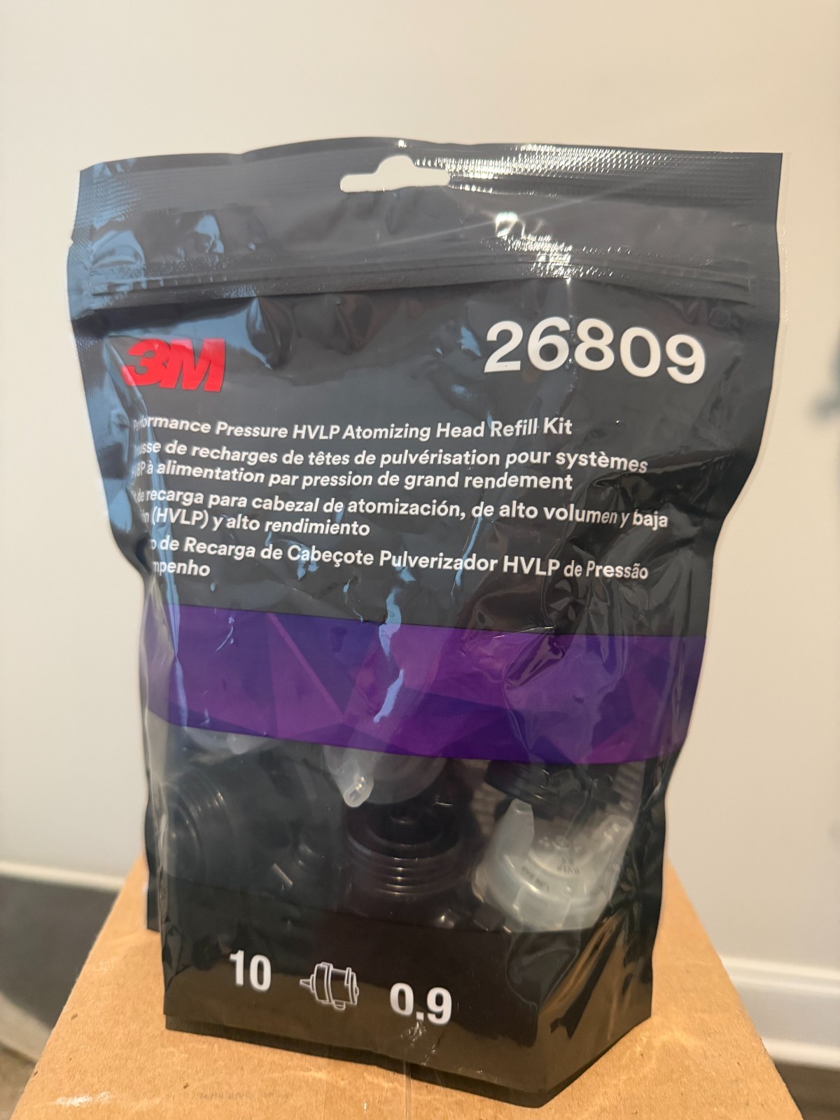3M™ 26809 Performance Gravity HVLP Atomizing Head Refill Kit, Clear, 0.9