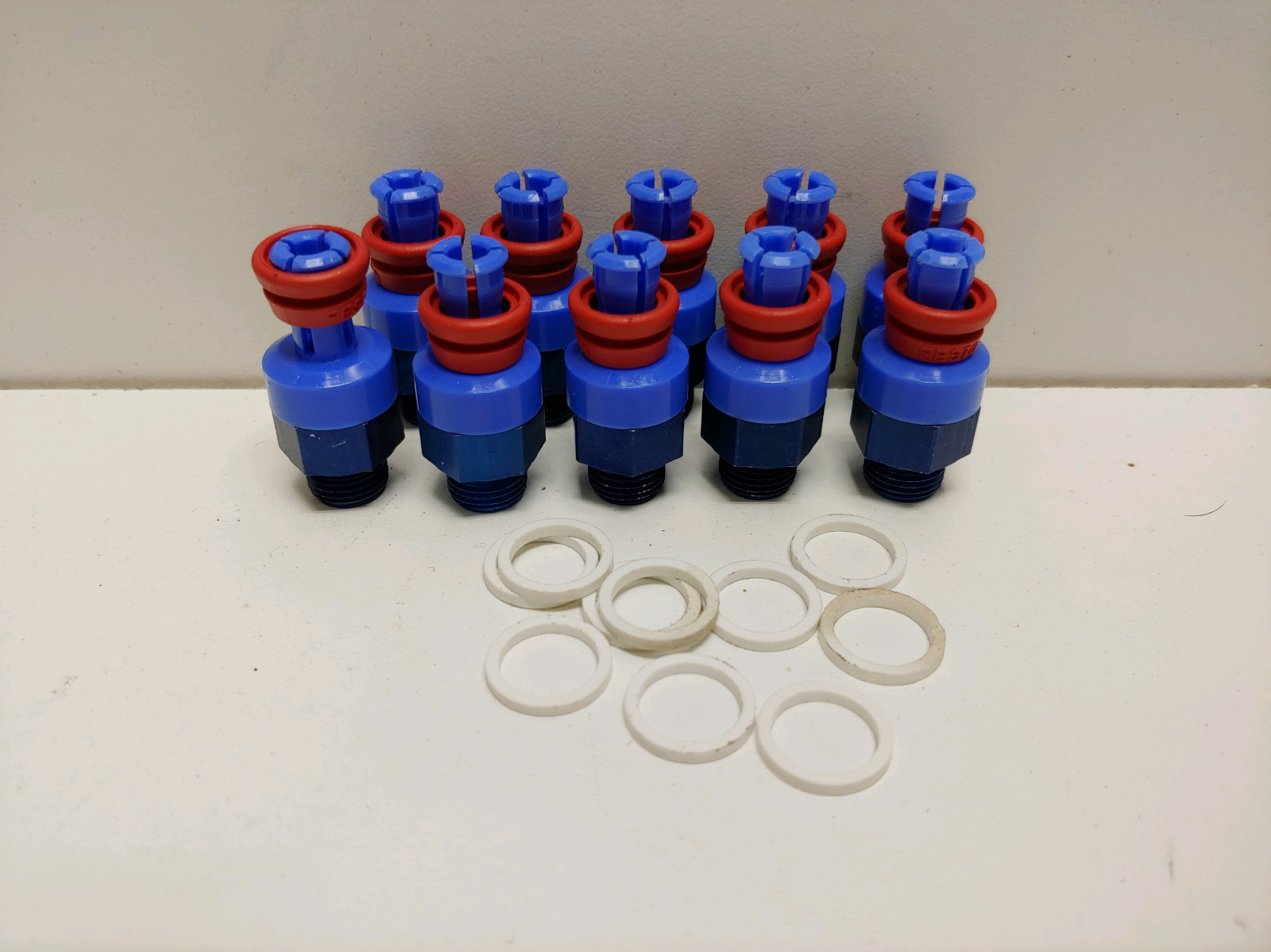LOT OF (10) NEW OLD STOCK! FESTO 1/8″ TUBE TO 1/8″ THREADED FITTINGS 10100 77764