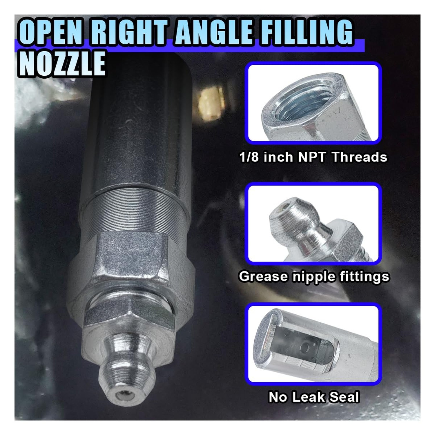 90 Degree Grease Coupler 1/8inch NPT Right Angle Slotted Grease Gun Hose Adapter