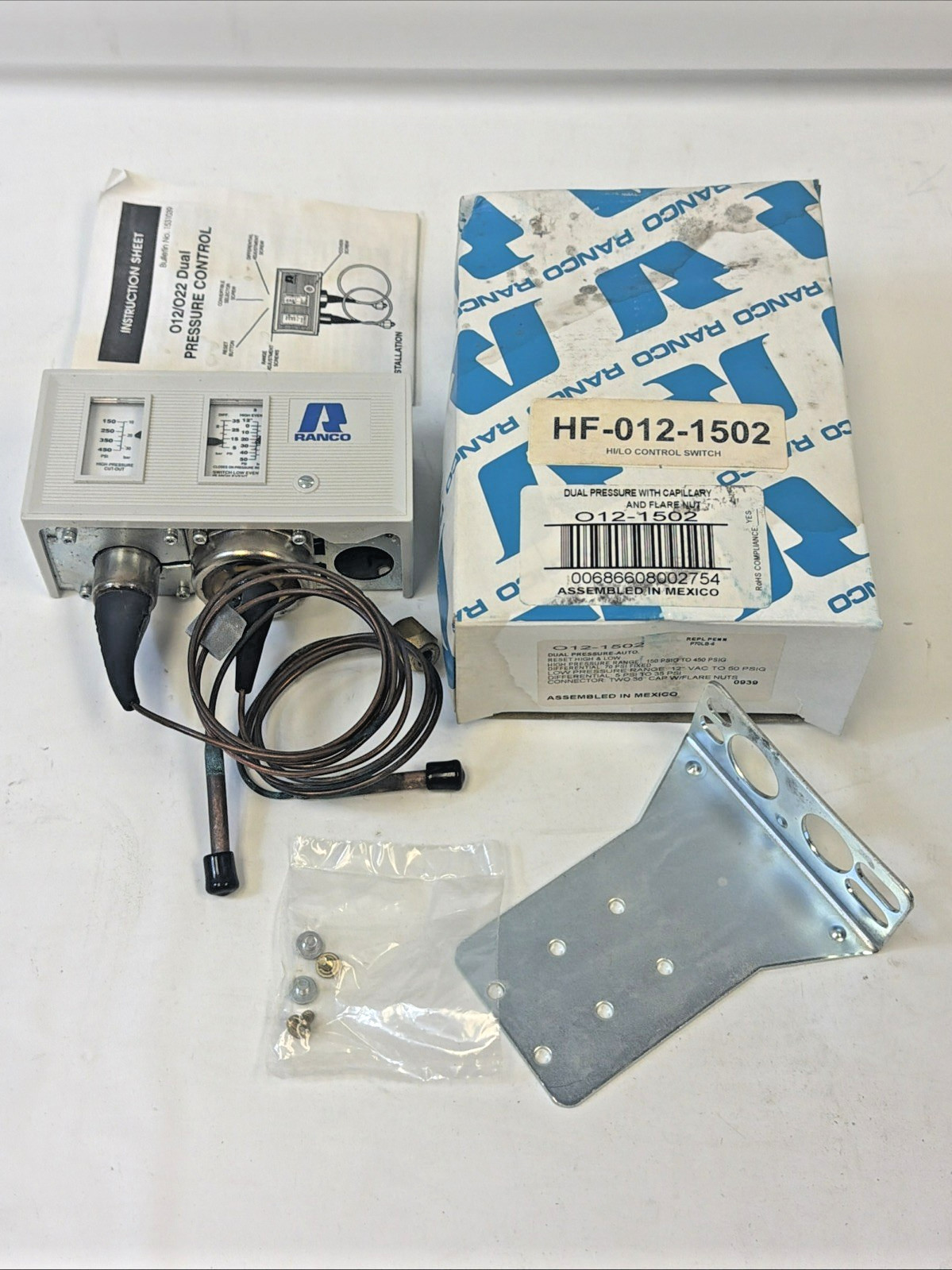 Ranco 012-1502 Dual Pressure Switch High/ Low Auto Reset Replaces Penn P70LB-6