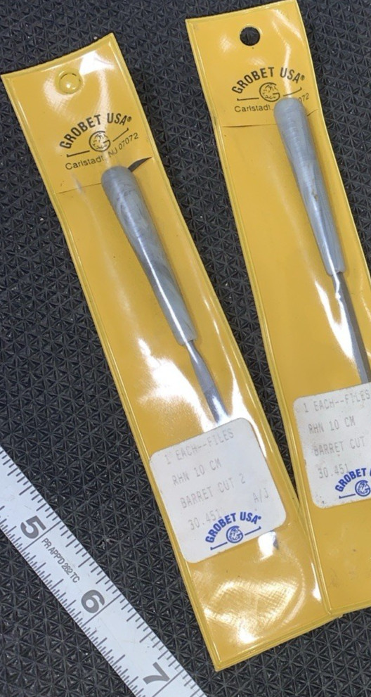 Lot of (2 ea Barrette Needle Files with Plastic Handles together Grobet 30.451