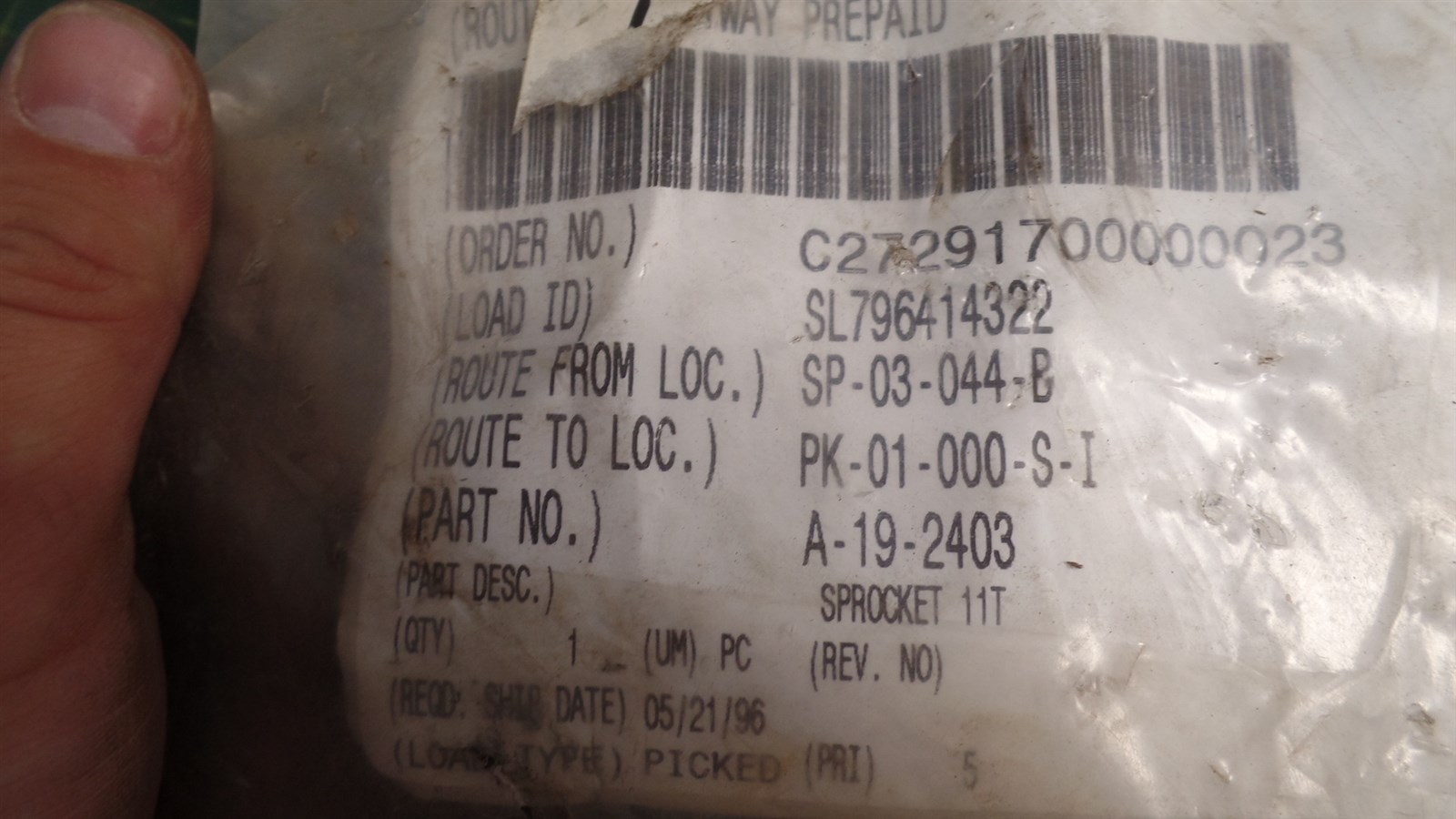 GENUINE BARBER GREENE A-19-2403 11 TOOTH SPROCKET ASSEMBLY, A192403, NIB, N.O.S