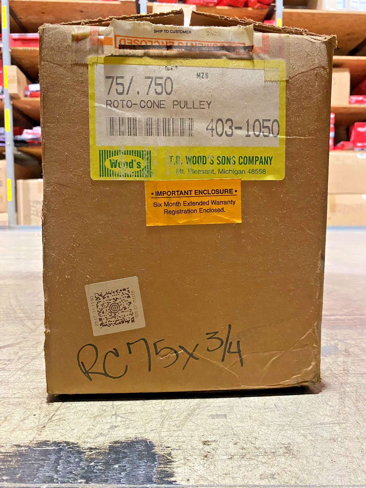 GERBING TB WOODS ROTOCONE RC75 X 3/4 BORE NEW OLD STOCK AS/IS