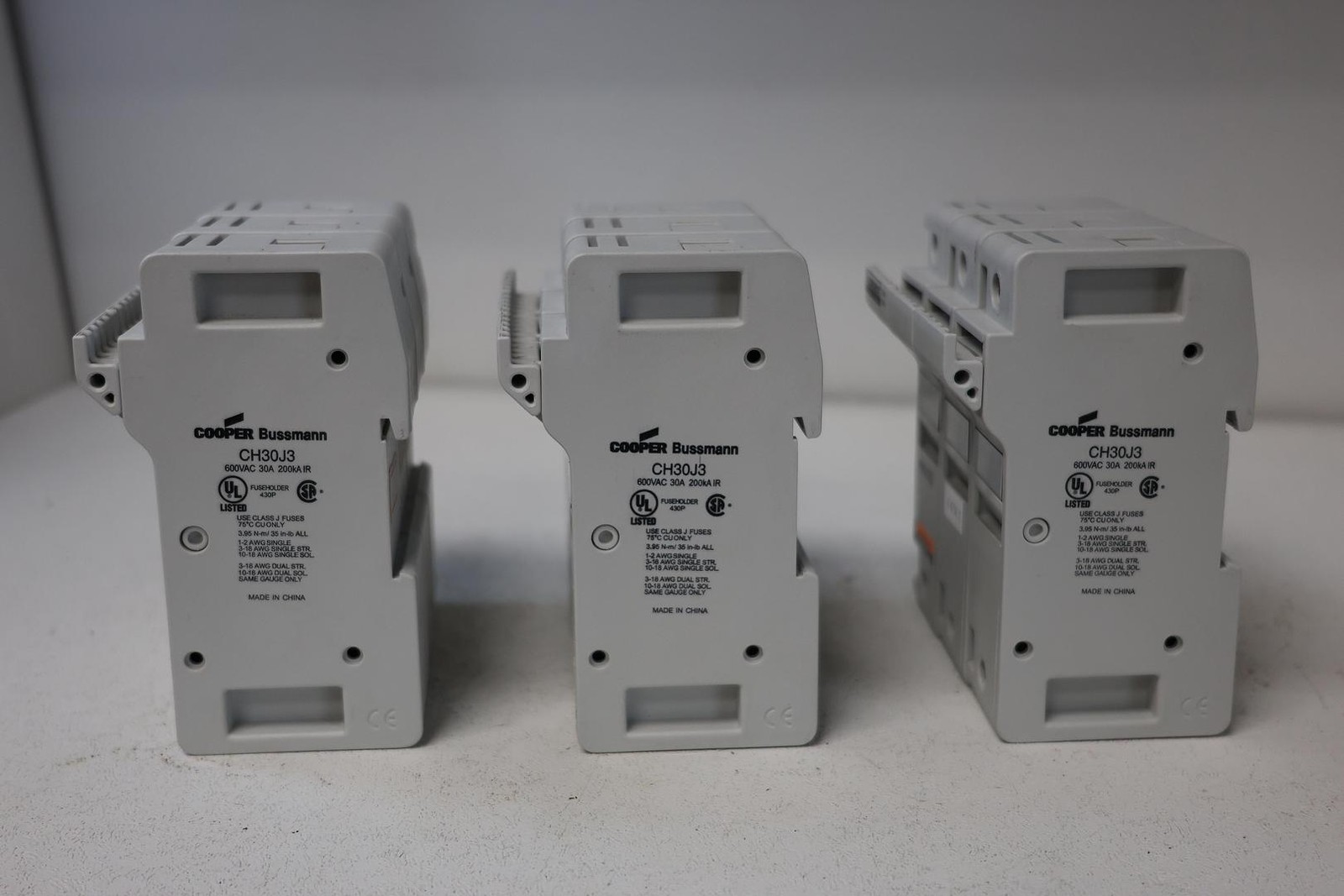 (Lot of 3)Bussmann CH30J3 Modular fuse holder– 30A, 600V, 3-Pole GHA-179