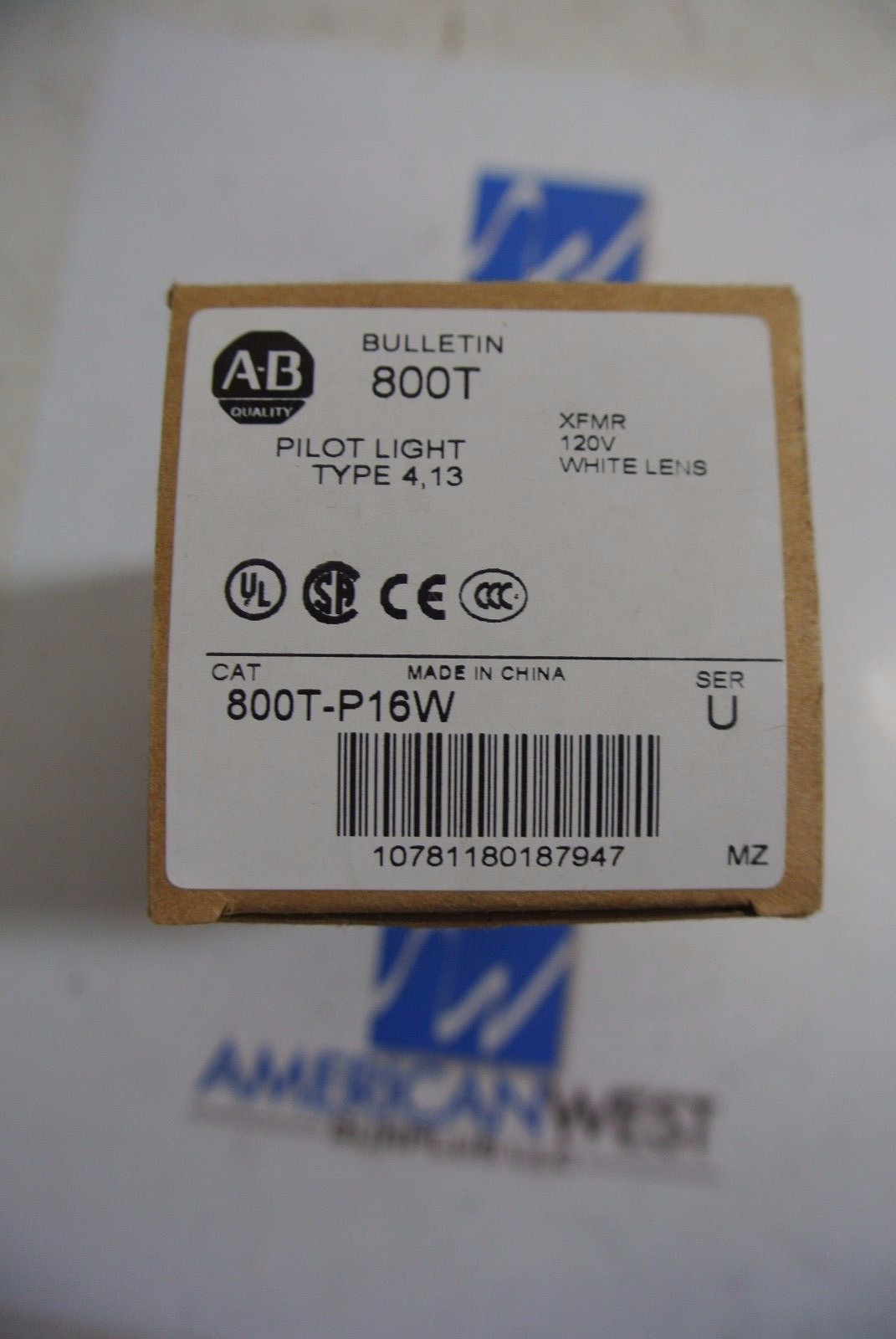 NEW Allen Bradley 800T-P16 800TP16W White Illuminated Pilot Light 4,13 120V