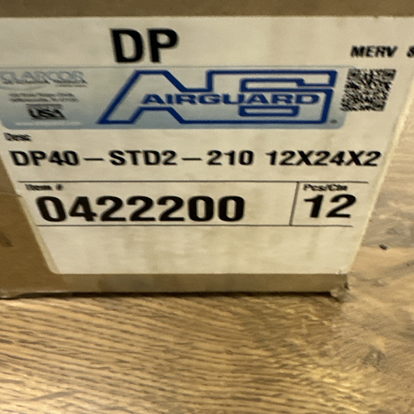 Airguard,DP40-STD2-210 12X24X2,Air Filter Box of 12