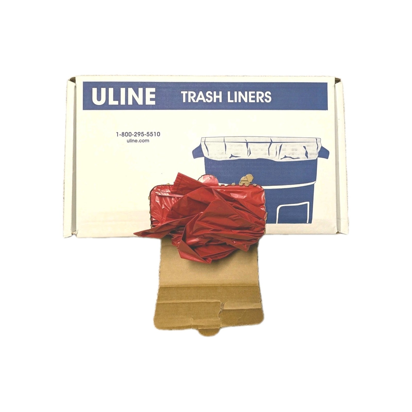 ULINE S-20849 200 Count Open Box Red Biohazard Trash Liners 20-30 Gallon