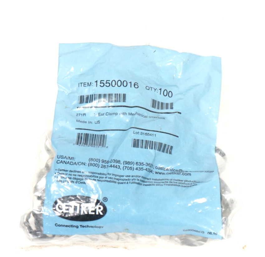 100x Oetiker 15500016 Stainless Steel Crimp Single Ear Clamp 271R 3/4″ Poly Pipe