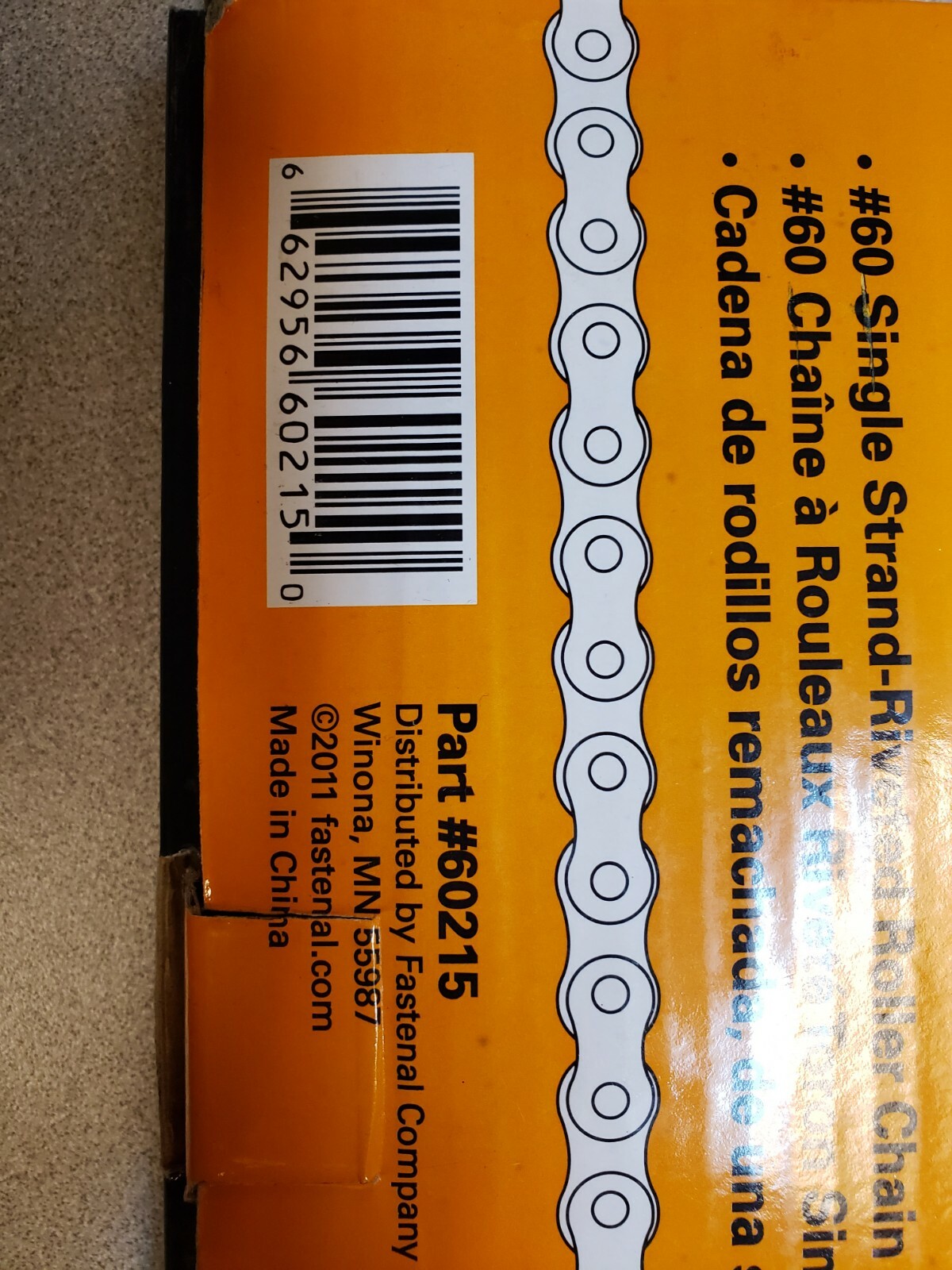 STRONGHOLD 60215 #60 SINGLE STRAND-ROLLER CHAIN 10′ NEW IN BOX