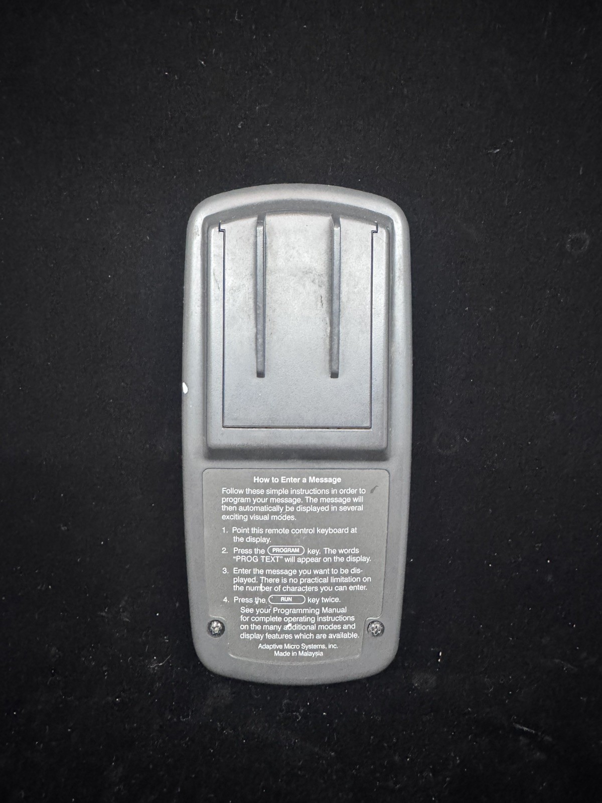 Adaptive Micro Systems 10721112CLF LED Sign Remote Control Keyboard