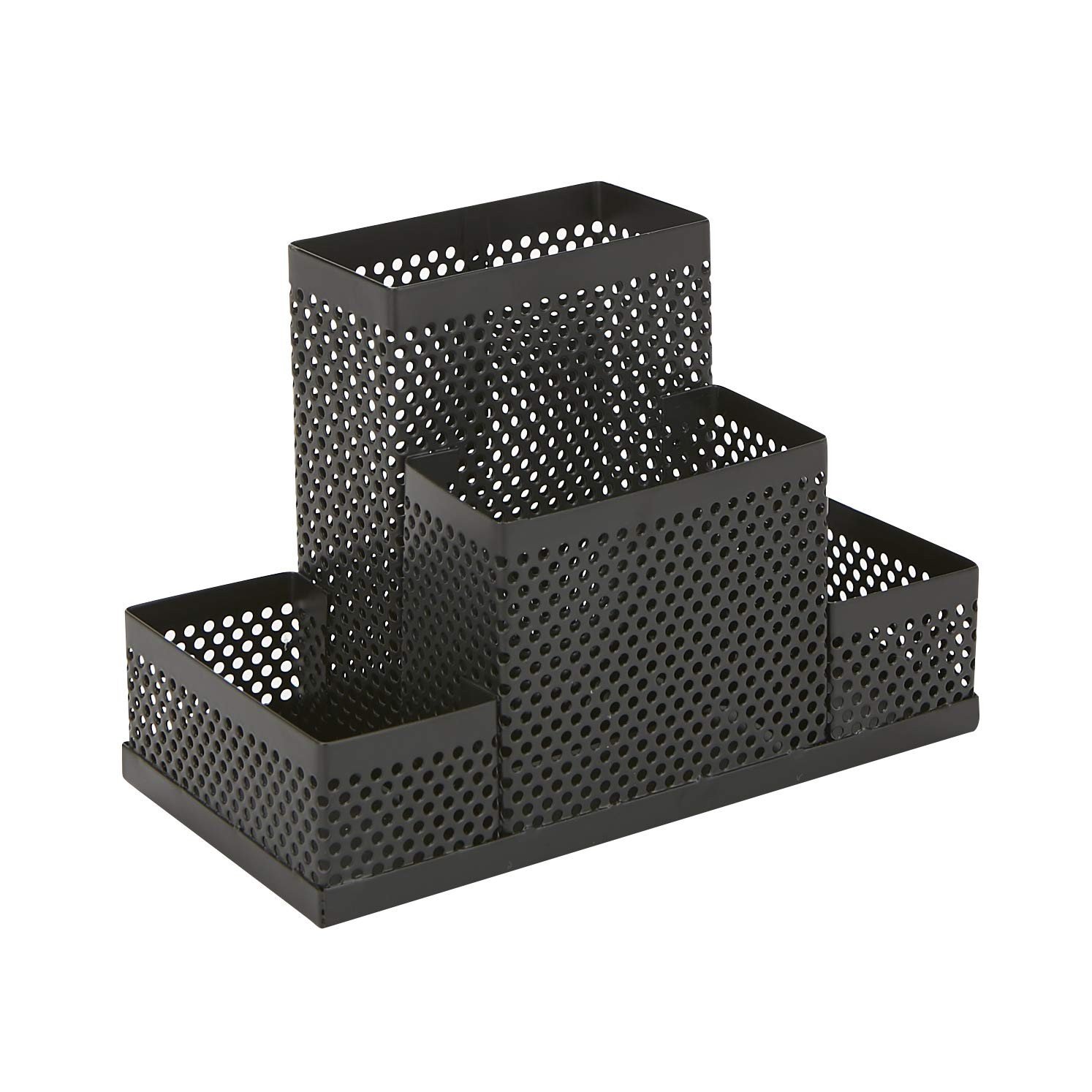 Mind Reader Desk Organizer [4-Compartment, 2-Piece Same Set] – Supplies Black