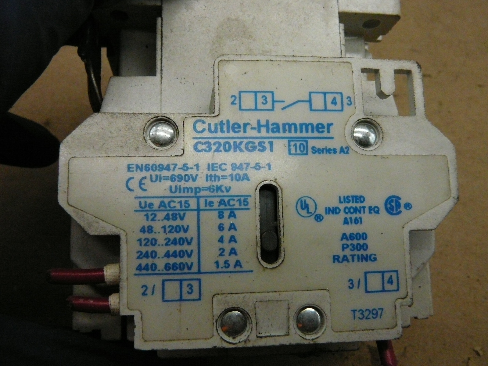 CUTLER HAMMER MOTOR STARTER AN16BN0 SIZE 0 W/AUX CONTACT C320KGS1 18A 600V