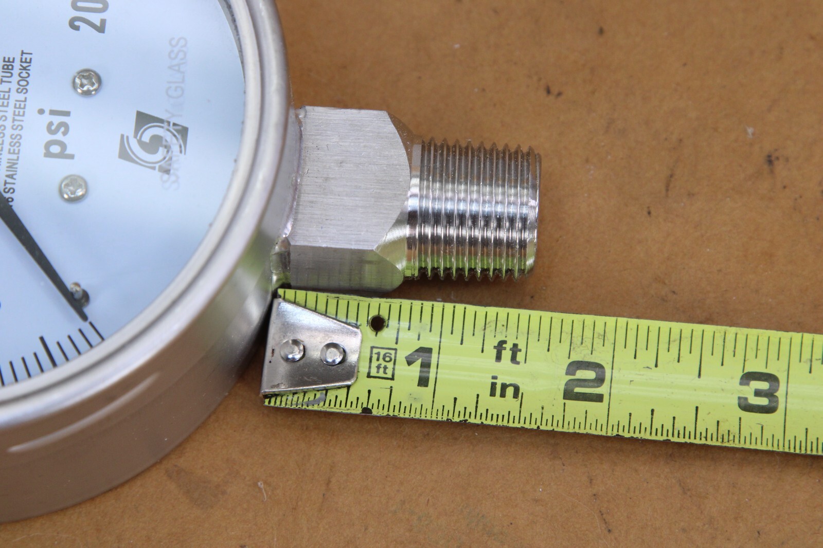 Trerice 700SS4004LA200 Industrial Gauge, 4″ dial, 0 to 200 psi, 1/2″ NPT