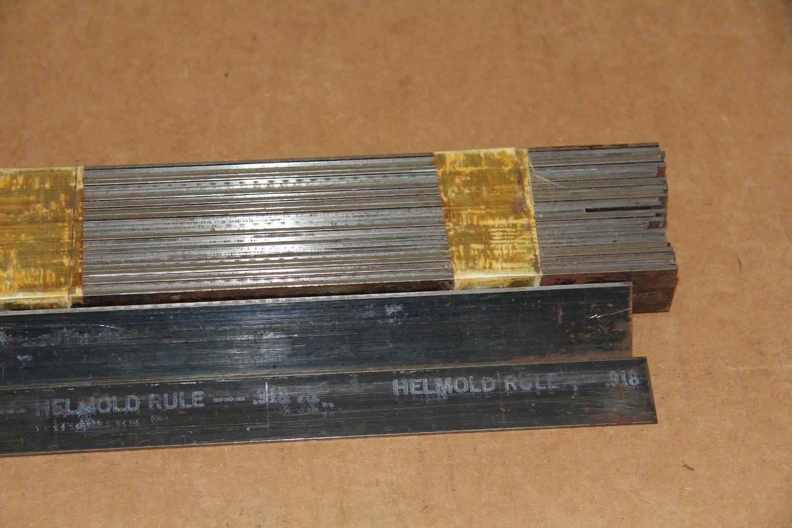 34 Helmold Steel Face Rule Die Material .918″ x 14-1/4″ 75 degree Center Bevel