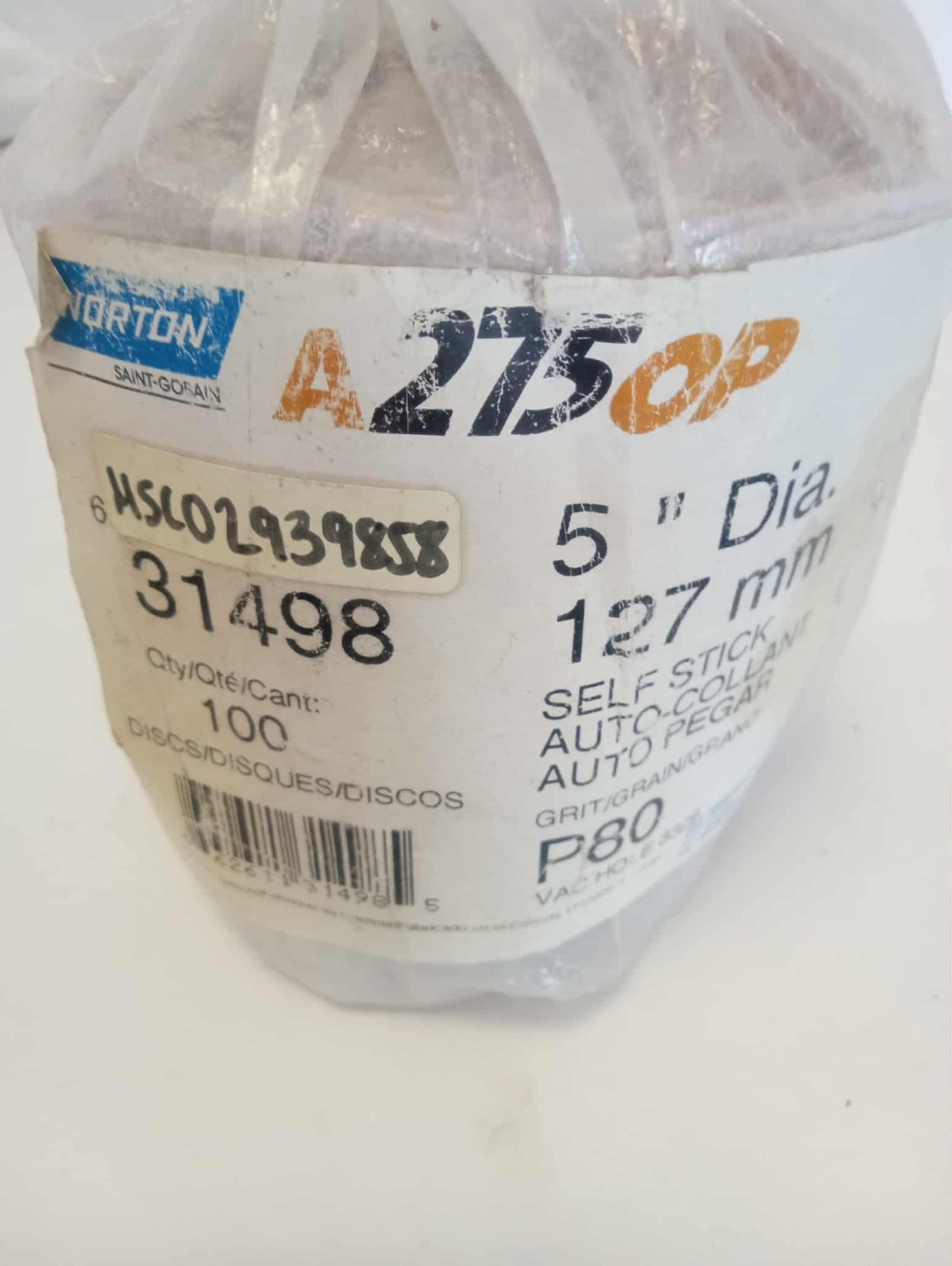 Norton 31498 5″ Dia PSA Disc Roll: 80 Grit, Aluminum Oxide Medium Grade, B-Weig