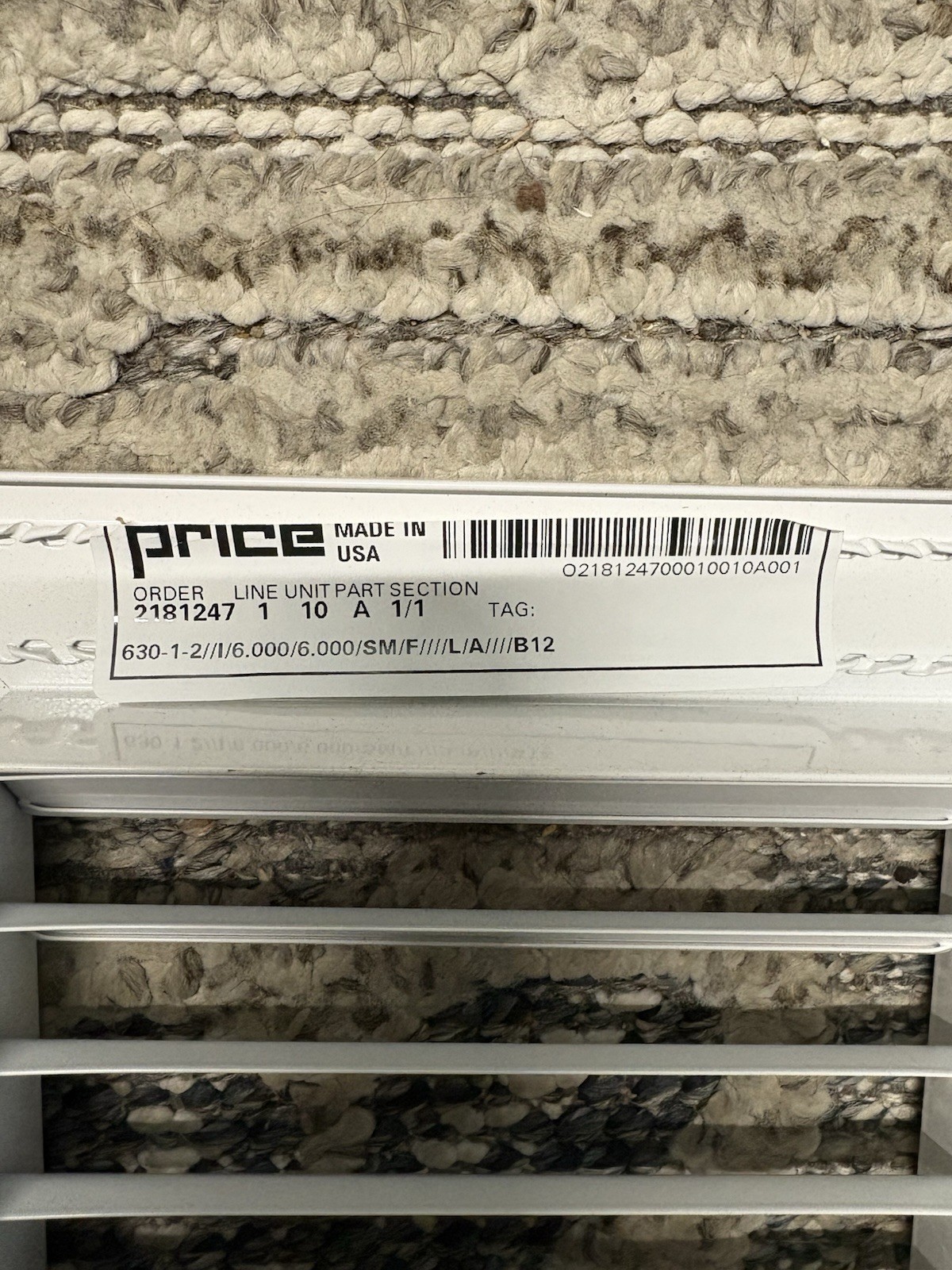 Price 630 6×6 Lay-In Mount Air Grille