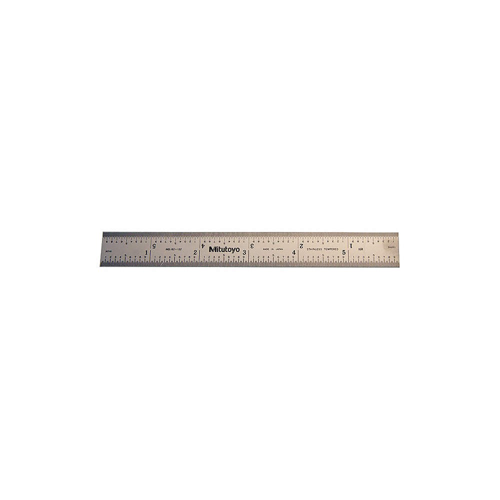 MITUTOYO 182-102 Steel Rule,6″ Size,16R Graduation,3/4″ W 54GE60