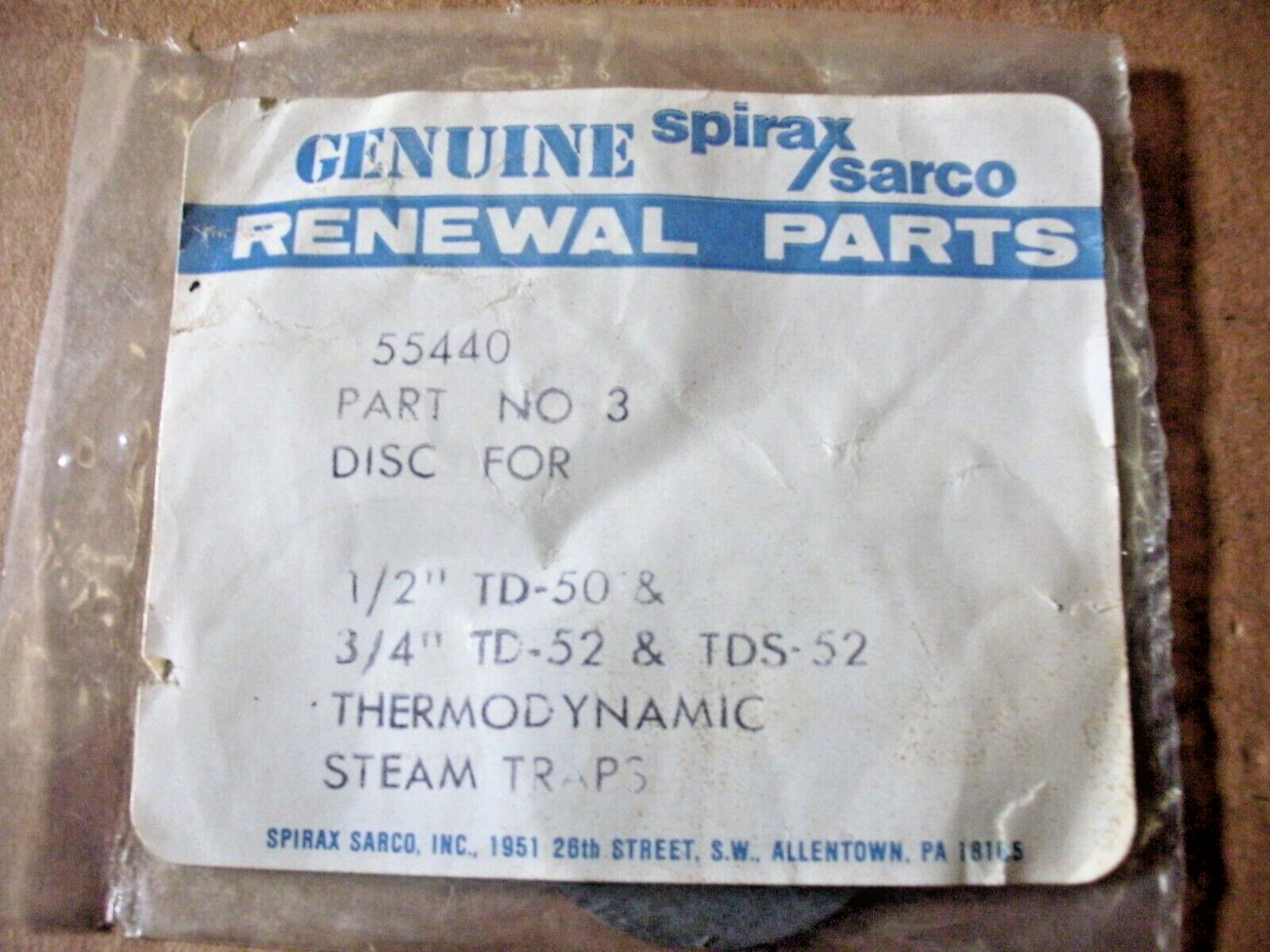 SPIRAX SARCO 55440 DISC FOR 1/2″ TD50 3/4″ TD52 TDS52 STEAM TRAP – 7 AVAILABLE
