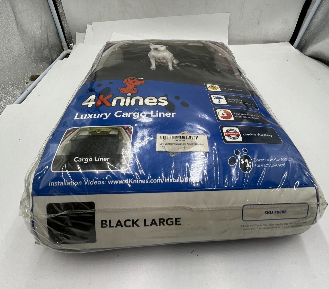 4Knines 8888 Luxury Cargo Liner Waterproof Weather for Dogs Black Large