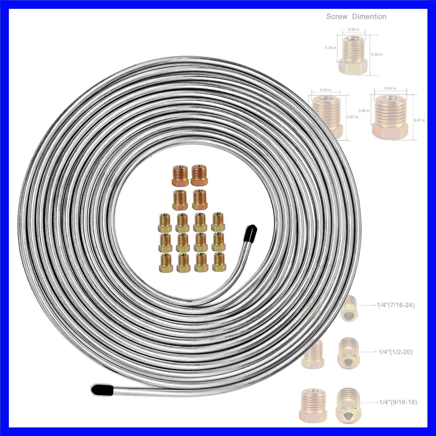 Brake Line Kit 25 ft 1/4″ – Upgraded Zinc-Coated Flexible Brake Tubing Roll w…