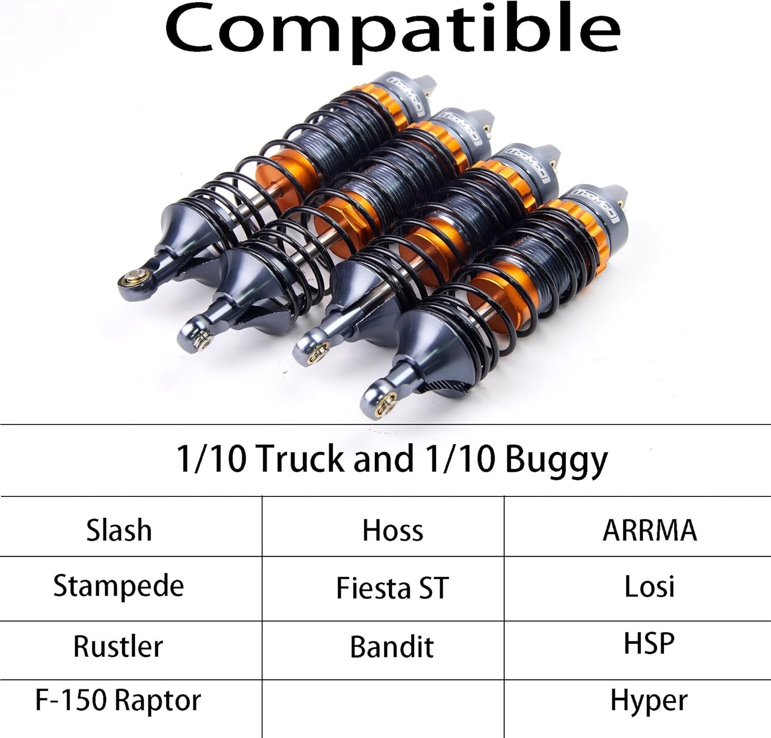 Large caliber shock absorbers suitable for 1/10 RC Stampede Hoss Bandit