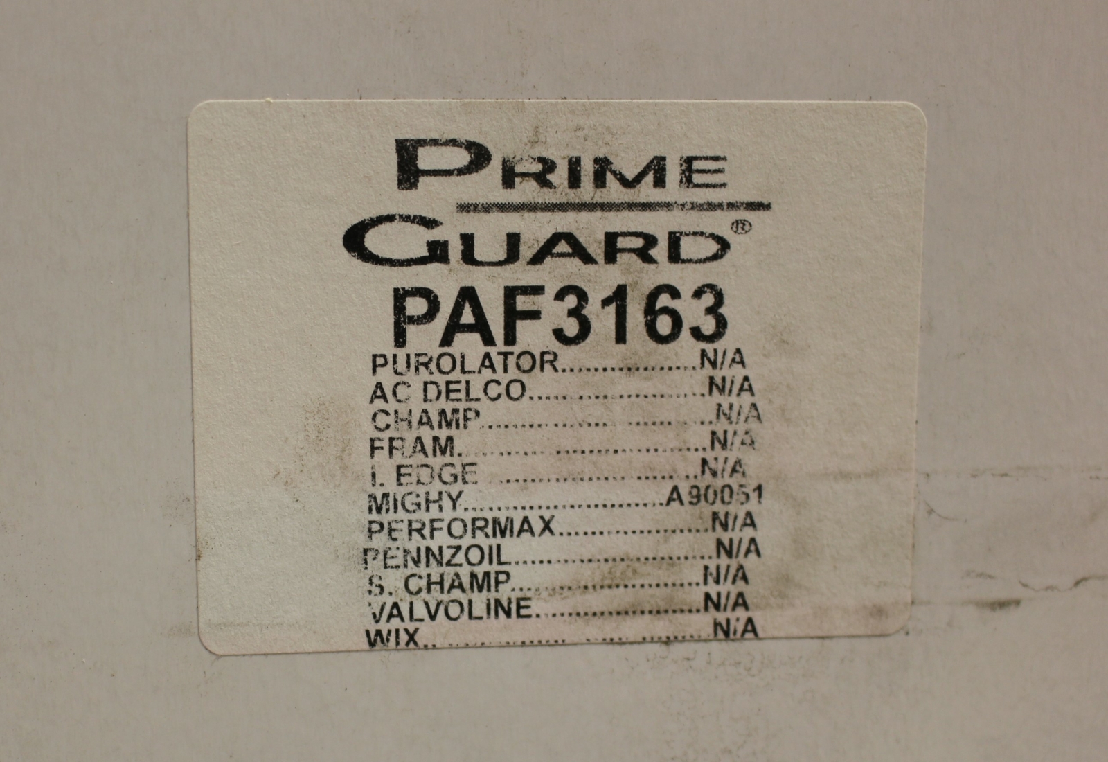 Prime Guard Air Filter – PAF3163 – A90051 – New