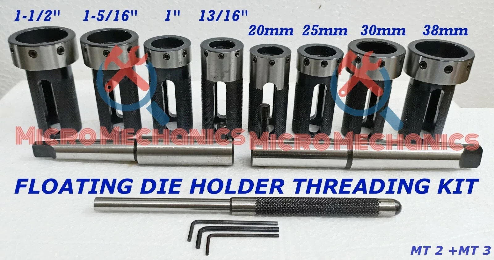 2MT 3MT Lathe Tailstock Die Holder Set Floating Type Shank Lathe Threading Kit