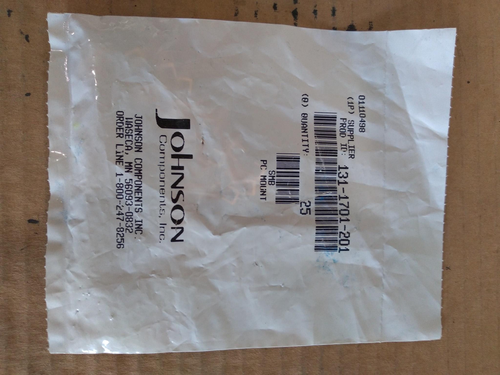 JOHNSON 131-1701-261 SMB PC MOUNT … BAG OF 25