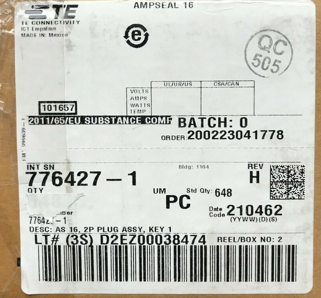(x27) Te 776427-1 Plug & Socket Connector Housing ANTISTATIC TUBE 294121-1