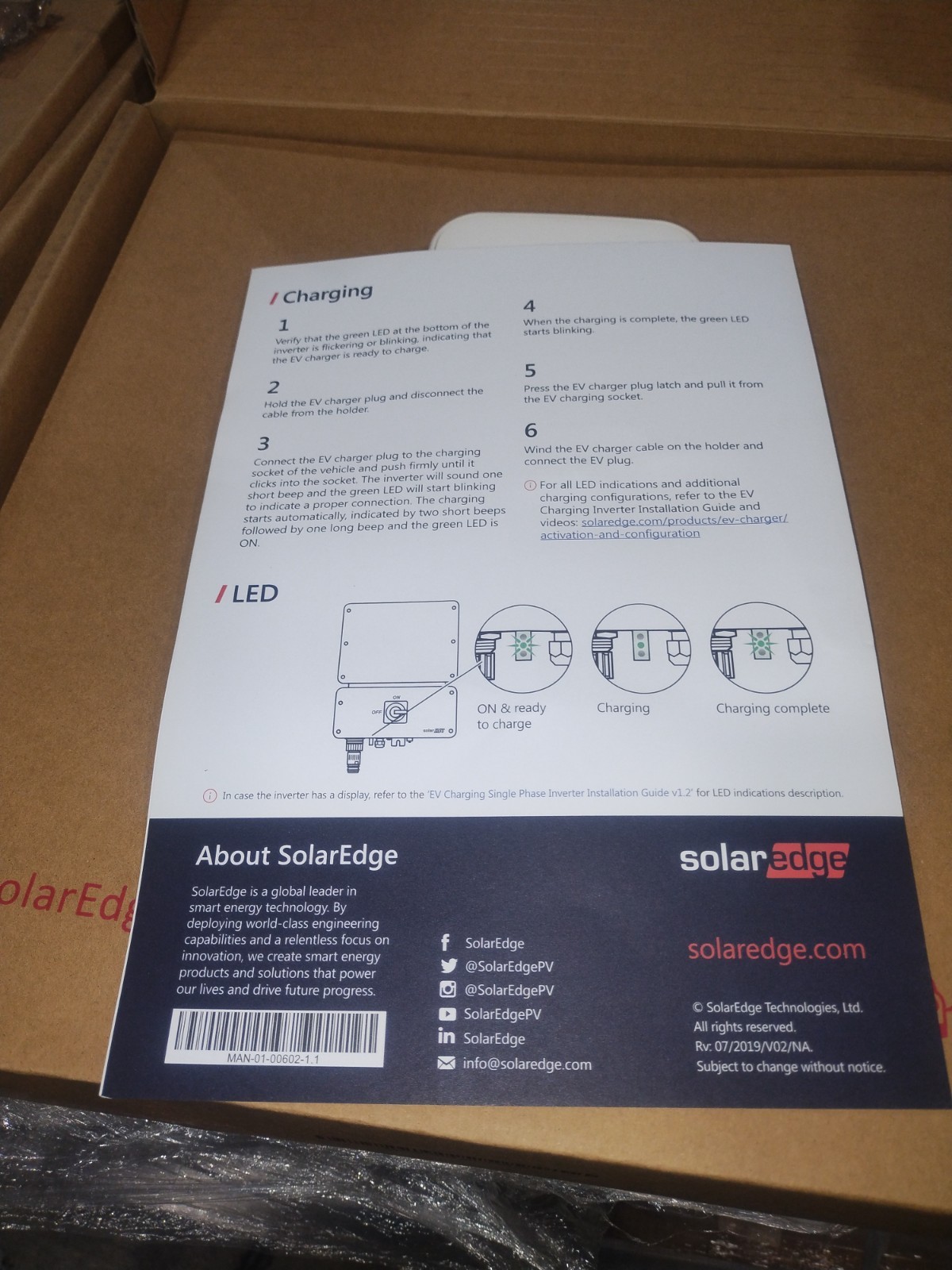 SolarEdge HD-Wave SE-EV-KIT-25J40-2 Charging Cable, CABLE ONLY