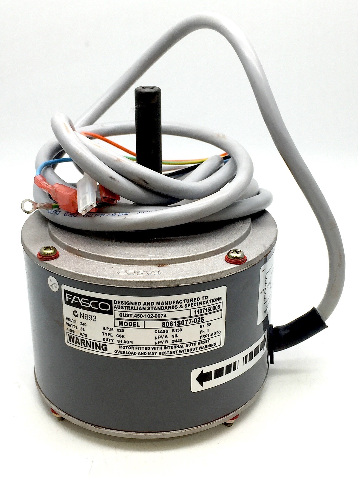 Fasco 8061S077-02S Fan Motor A/C 240V 85W 0.75A 920 RPM Single Phase