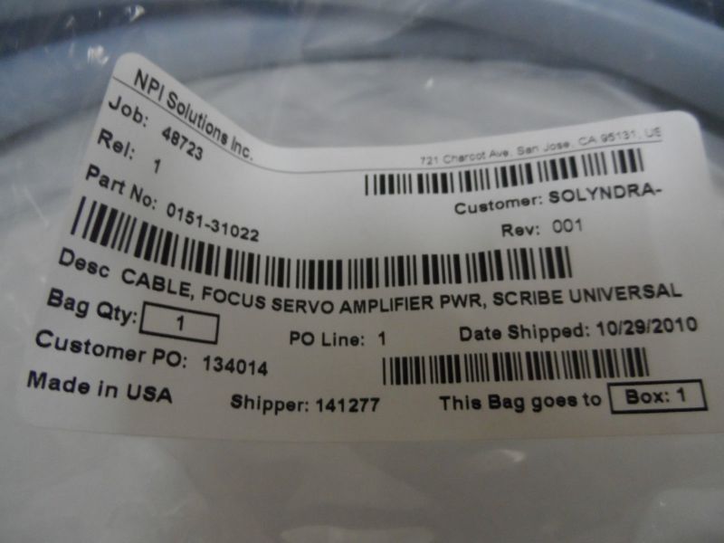 NPI SOLUTIONS LAPPKABBEL OVER 25′ FOCUS SERVO AMPLIFIER CABLE W/ 25PIN UN CONN