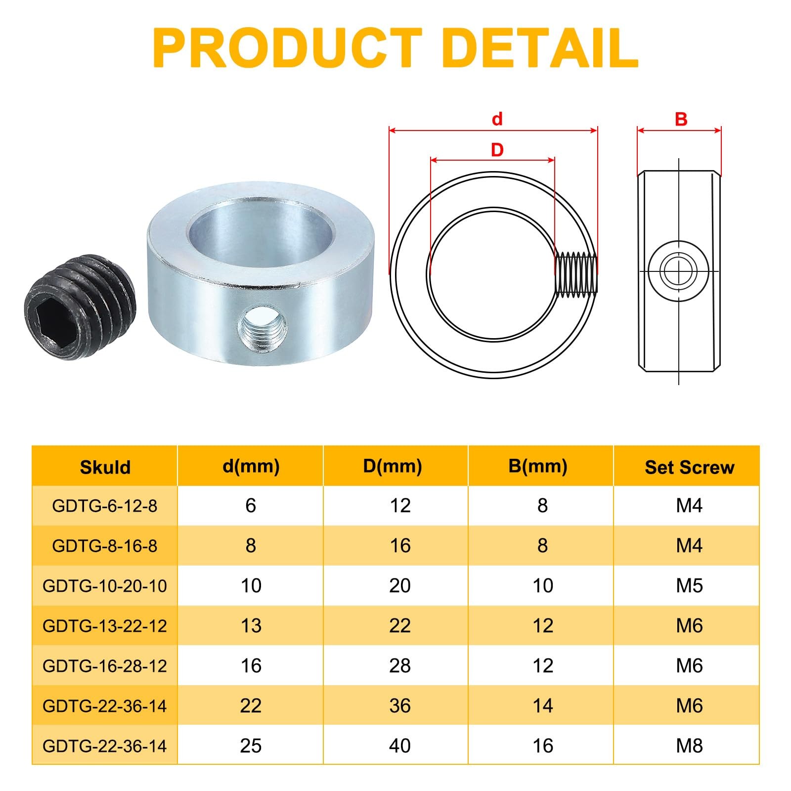 PATIKIL Bore 25 mm Shaft Collar 40 OD 16 Thickness, 25x40x16 mm, Silver