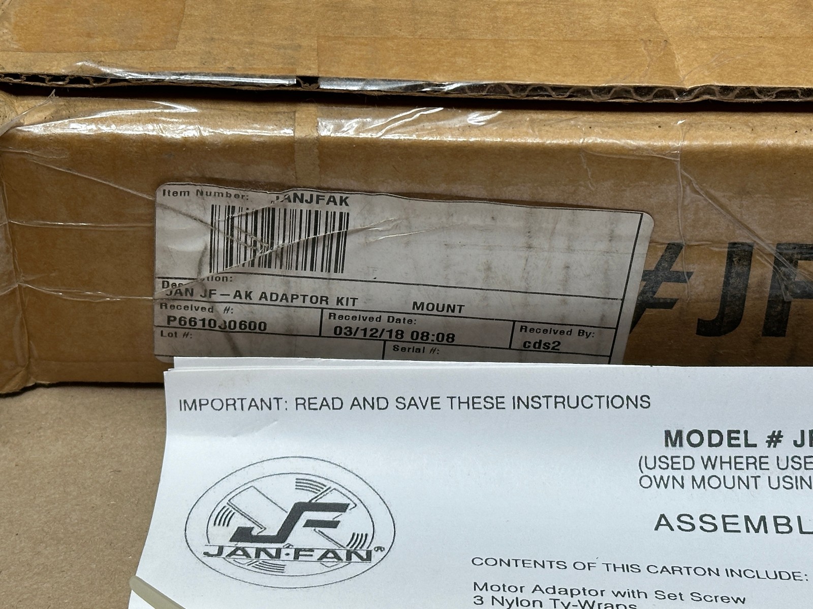JanFan JF-AK Adaptor Kit for 1-1/2″ Pipe to Fan Mount