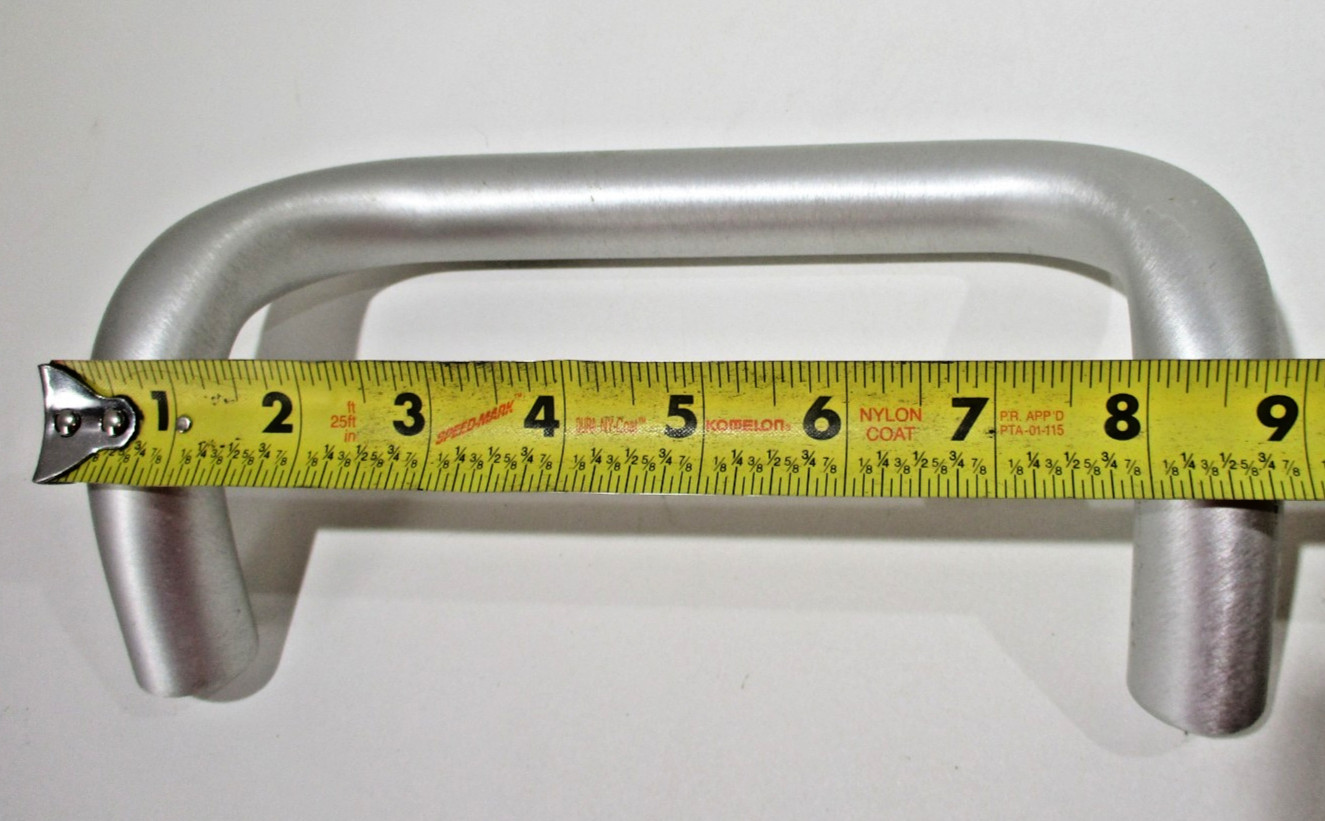 JW WINCO Pull Handle: Threaded Holes, Aluminum, Silver, 7.87 in Mounting Holes