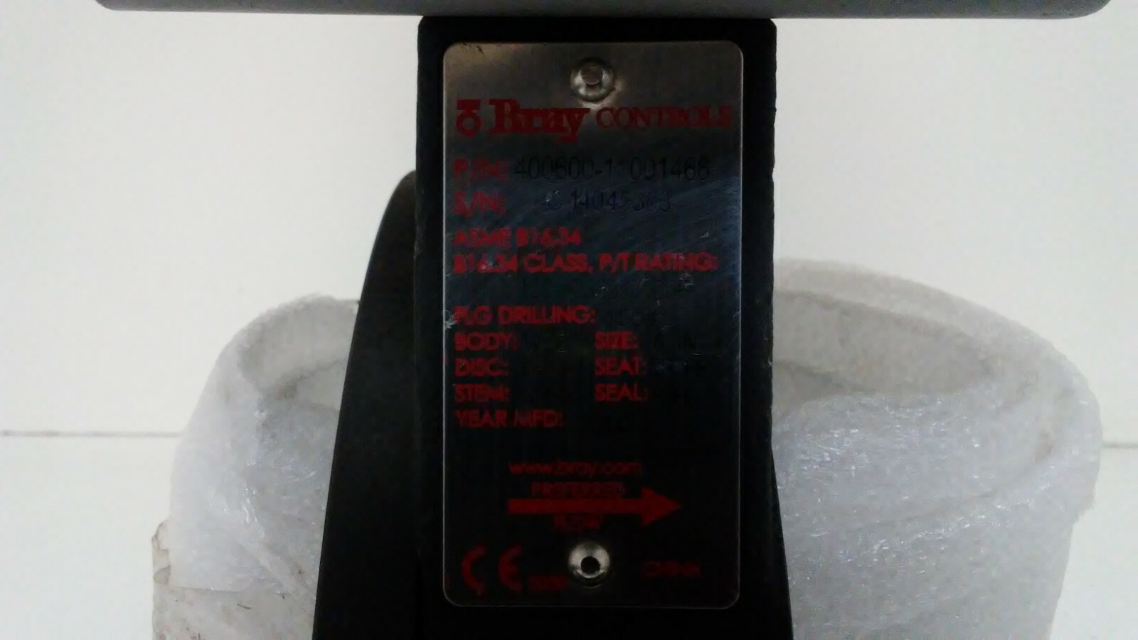 NEW OLD STOCK! BRAY CONTROLS ACTUATOR AND 6″ BUTTERFLY VALVE 931285-11320532