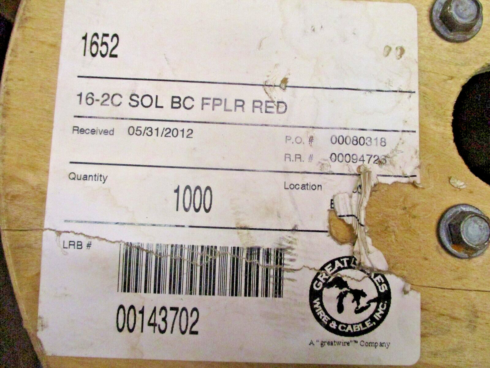16 AWG 2C Riser Fire Alarm Cable Type FPLR CMR CL2R 16-2C SOL BC FPLR A5947LR