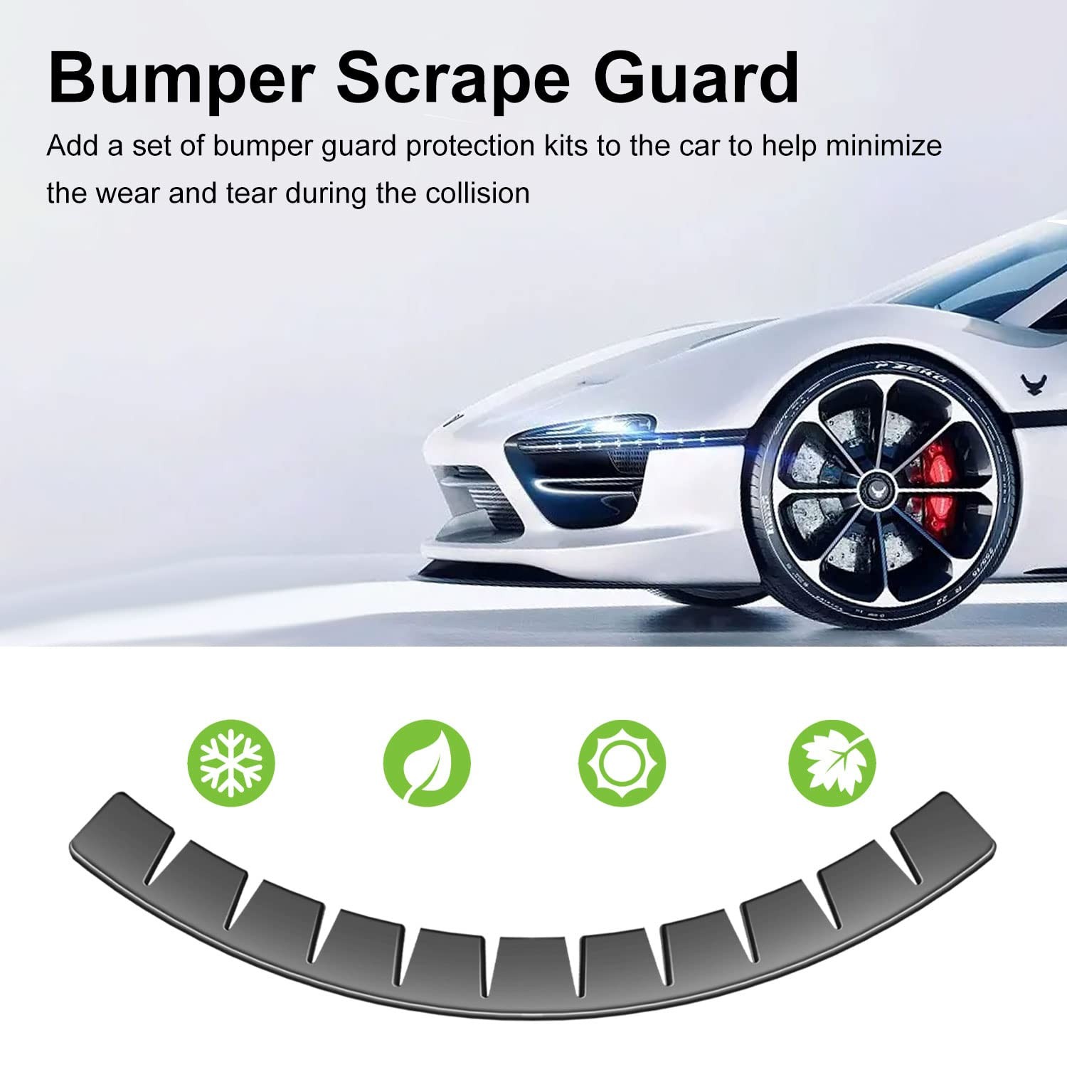 Front Bumper Scrape Guard 4 Pack Car Universal Black Bumper Lips Scrape Guard…