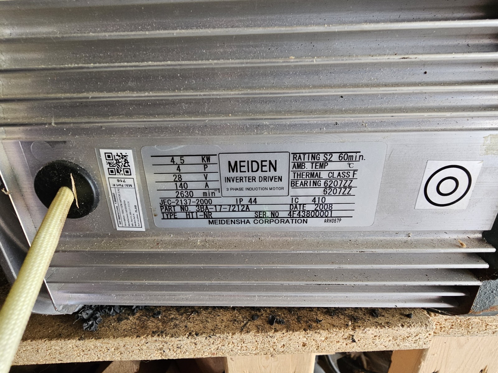 Meiden 3BA-18-7211A Inverter Driven 3HP Induction Motor 9.0kW 27V 280amp…