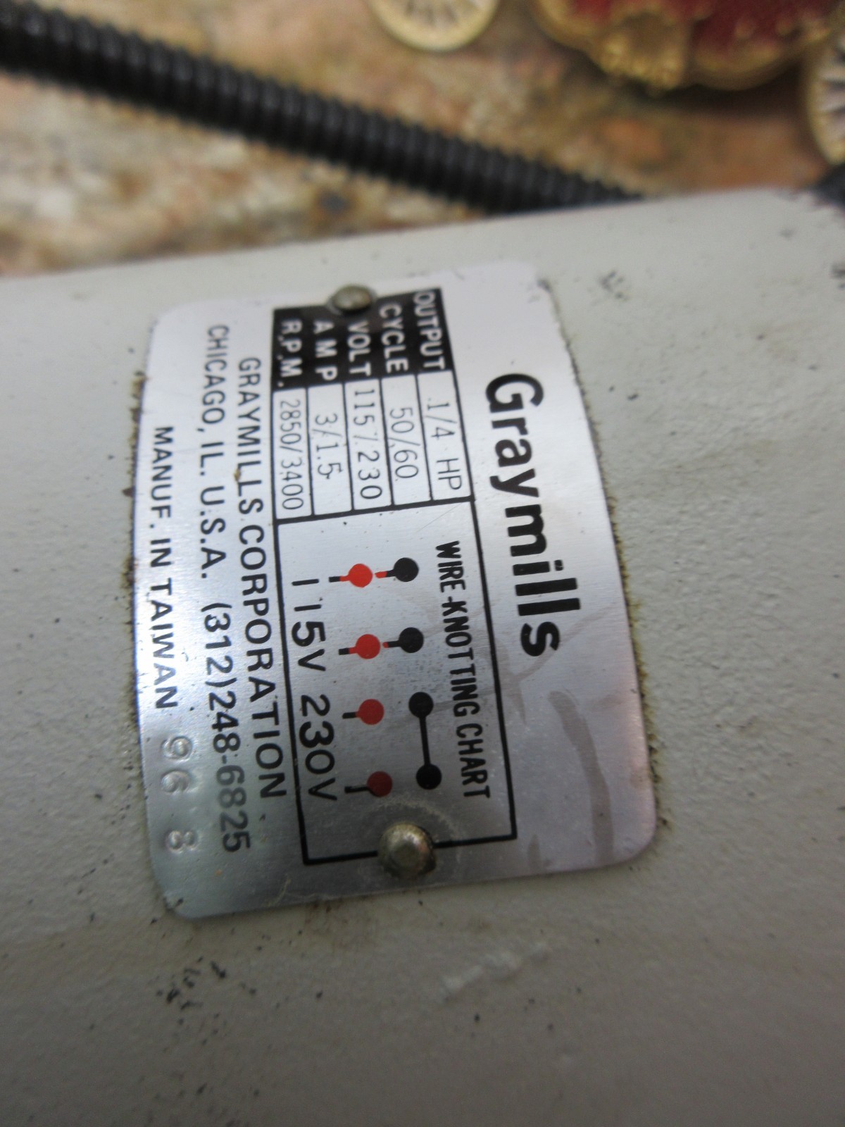 1996 HAAS VF-1 CNC VERTICAL MILL GRAYMILL 1/4 HP COOLANT PUMP
