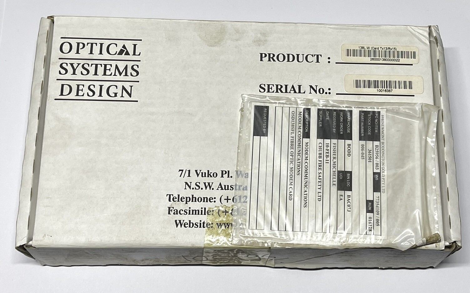 Optical Systems Design OSD Universal Data Transceiver OSD138 RS232 RS485 RS422 4