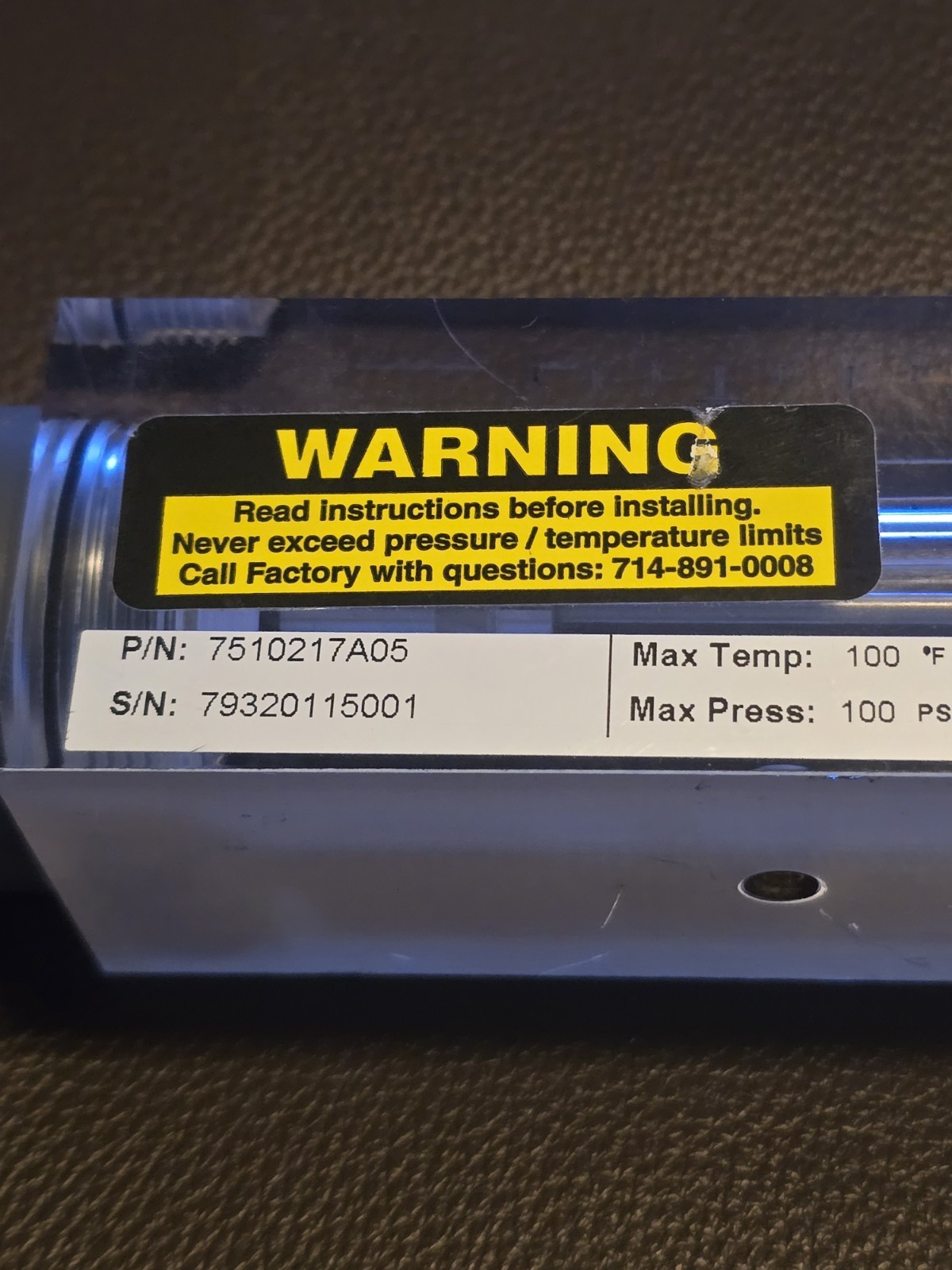 KING INSTRUMENT CO 7510217A05 FLOW METER 100 °F 100PSI Rotameter New