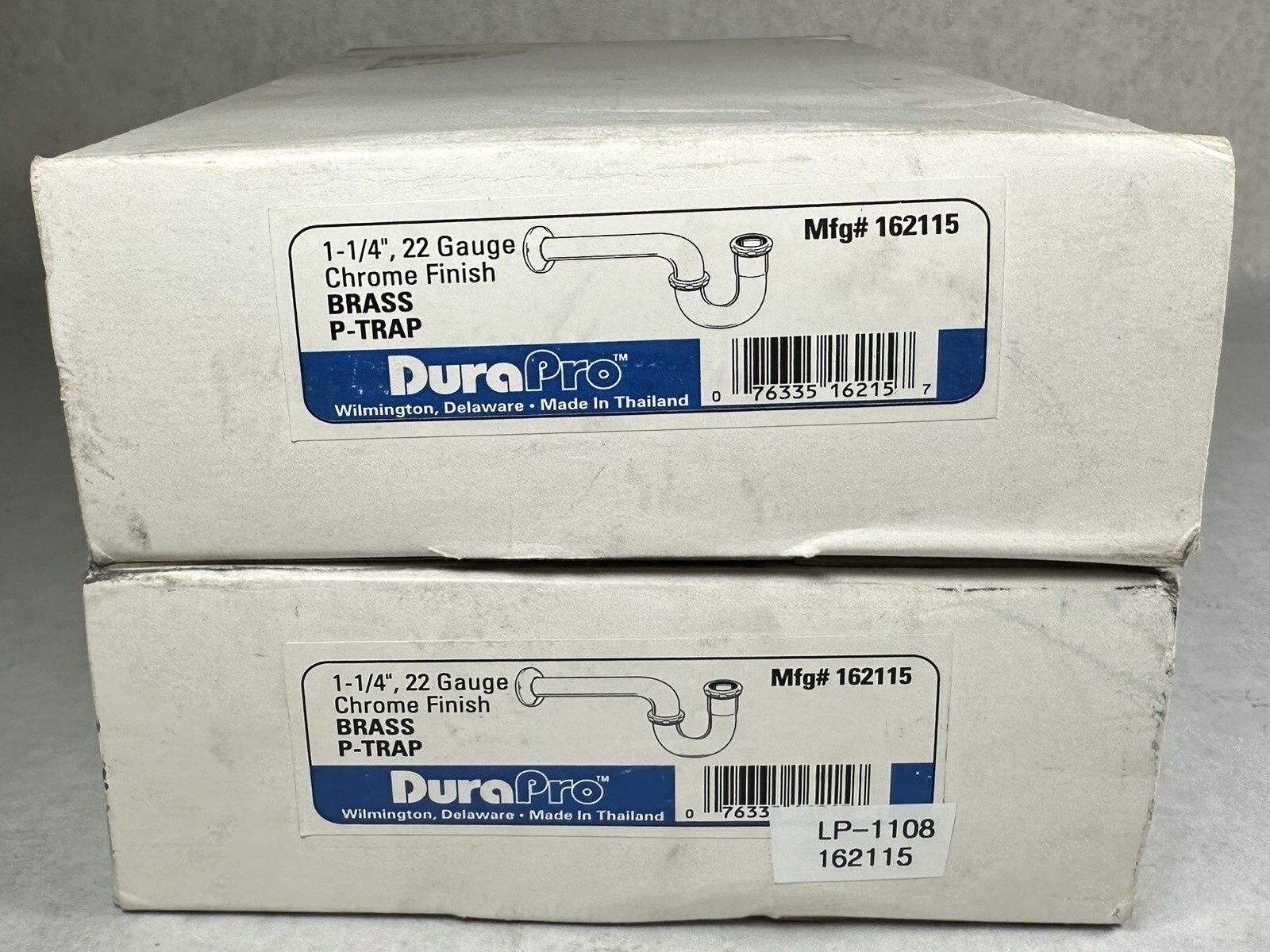 NEW (Lot of 2) DuraPro 162115 Brass P-Trap, 1-1/4”, 22 Gauge, Chrome Finish