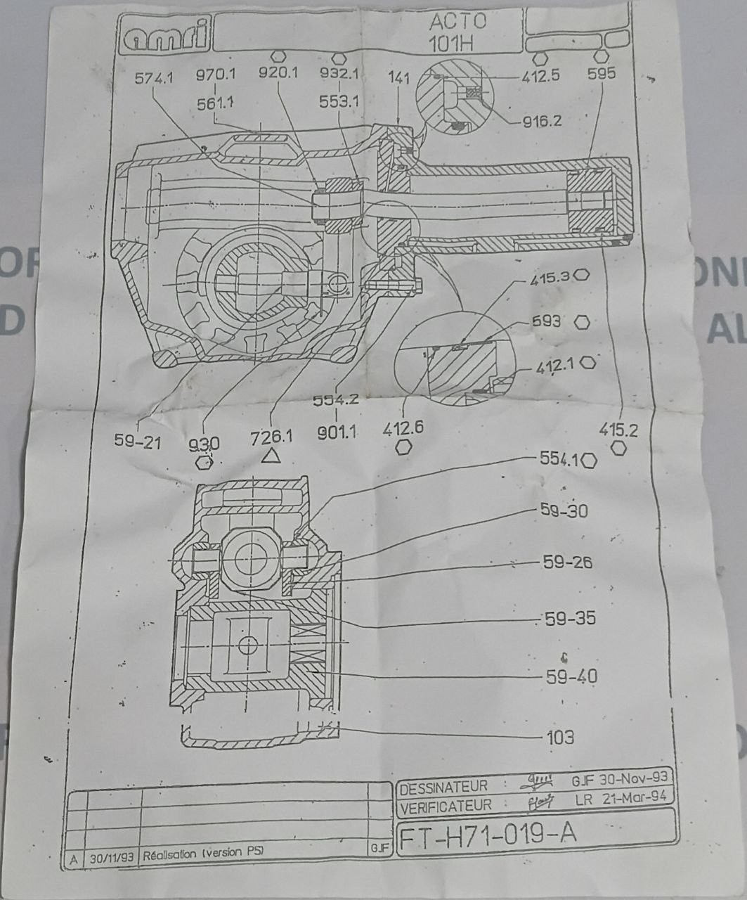 KSB Amri ACTO 101H Sealing Kit / Repair Kit FT-H71-019-A (Unused New)