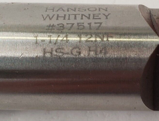 HANSON WHITNEY BOTTOMING TAP 1-1/4-12 NF HS G 37517 5-1/2 OAL 2-3/8″ LOC 4 FLUTE